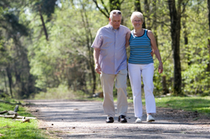 Photo of a senior couple walking