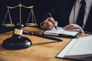 Book with title family law on a table.