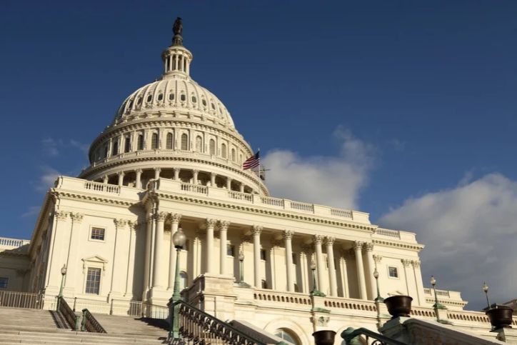 New York State Capitol Building from East Capitol Park in Albany. New York