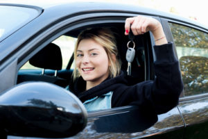 teen girl driver in car