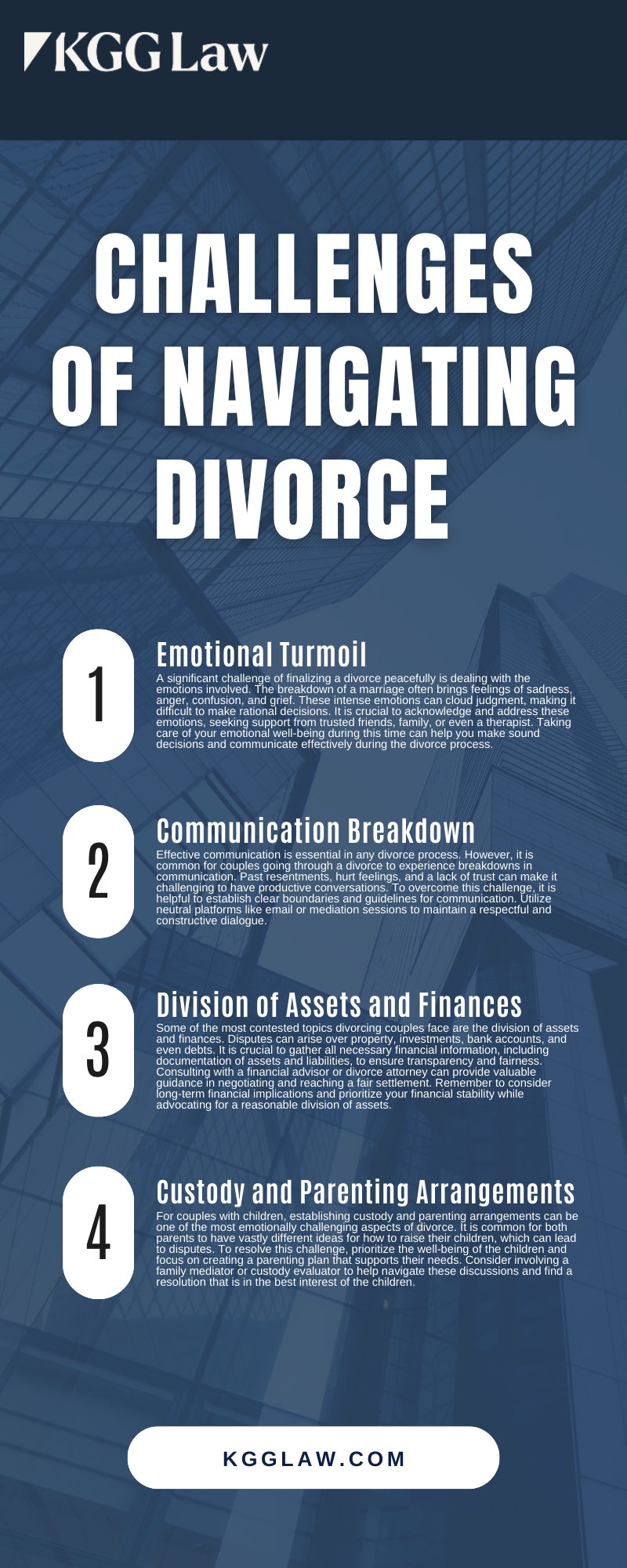 kgg law infographic - navigating divorce challenges