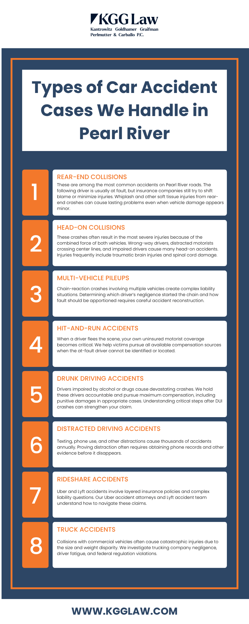 Types of Car Accident Cases We Handle in Pearl River Infographic